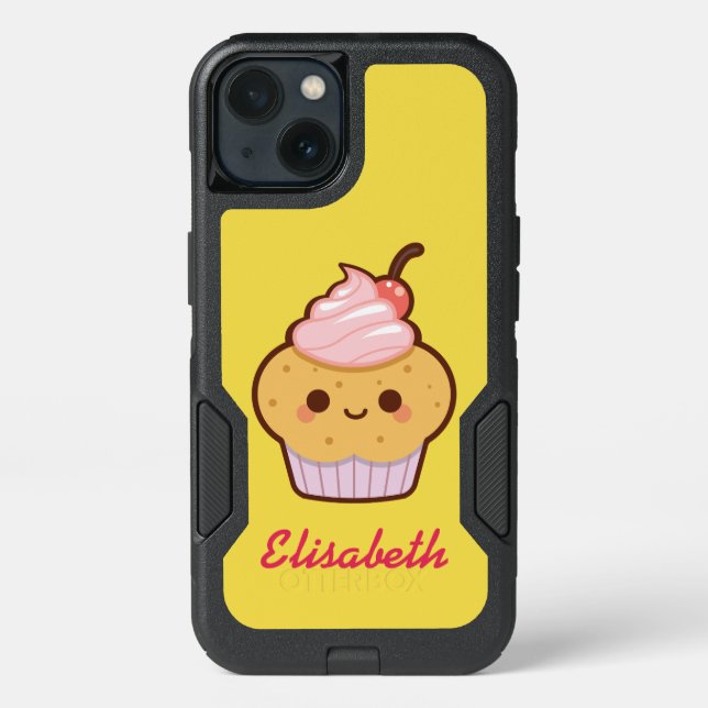 Super cute kawaii sweet cupcake name monogram otterbox iPhone case (Back)