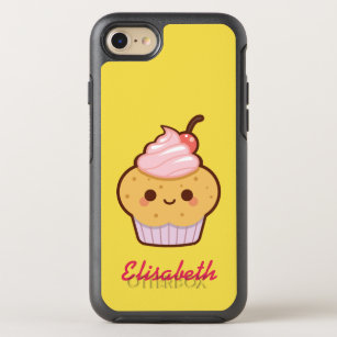 Super cute kawaii sweet cupcake name monogram OtterBox symmetry iPhone SE/8/7 case
