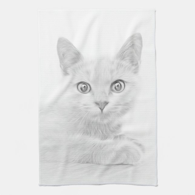 SUPER CUTE Kitten Portrait Photograph  Kitchen Towel (Vertical)