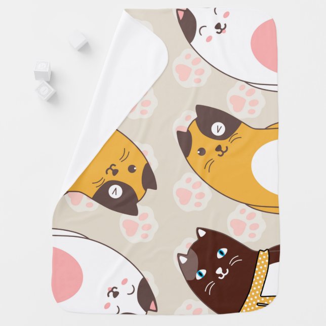 Super Cute Kitty Cats New Baby Gift Add Text Blanket (In Situ)