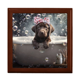 Super Cute Labrador Puppy Spa Bath Keepsake Box