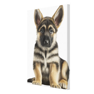 Super Cute Little German Shepherd Puppy Dog Photo Canvas Print