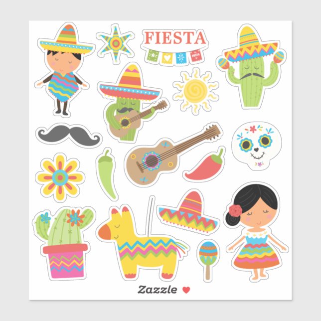 Super cute Mexican Fiesta themed  Sticker (Sheet)