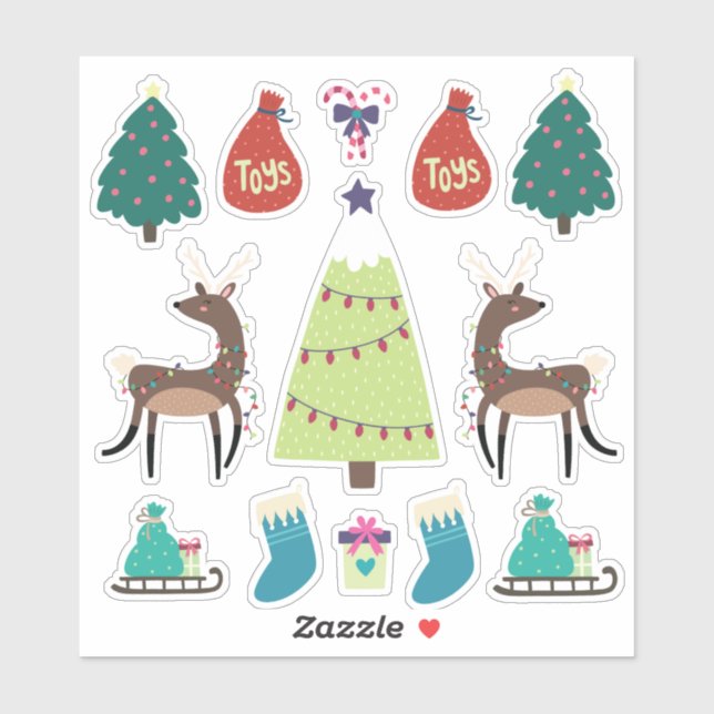 Super cute mixed Christmas set featuring deers Sticker (Sheet)