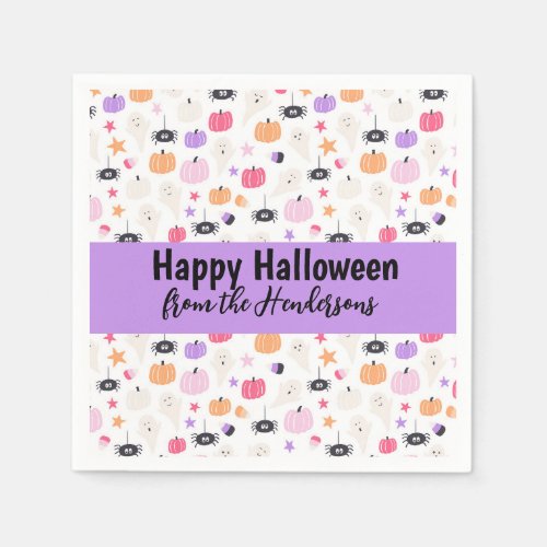 Super Cute Modern purple pumpkin Halloween  Napkins