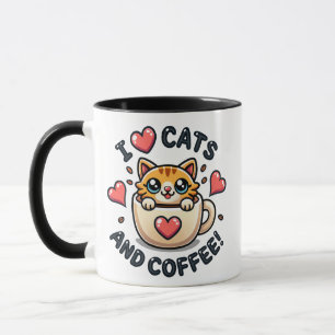 Super cute Orange Tabby Cats and Coffee Mug