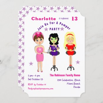 Super Cute Pamper Party Girls  Birthday Invites by Flissitations at Zazzle
