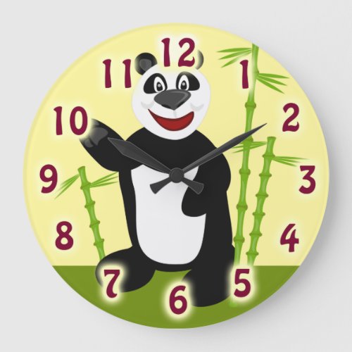 Super Cute Panda Fun Cartoon Art Design Large Clock