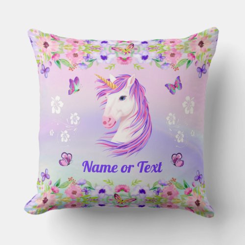 Super Cute Pastel Personalised Unicorn Pillow