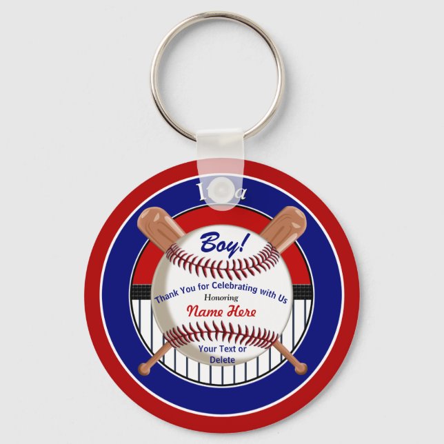 Super Cute Personalize Baseball Baby Shower Favors Keychain (Front)