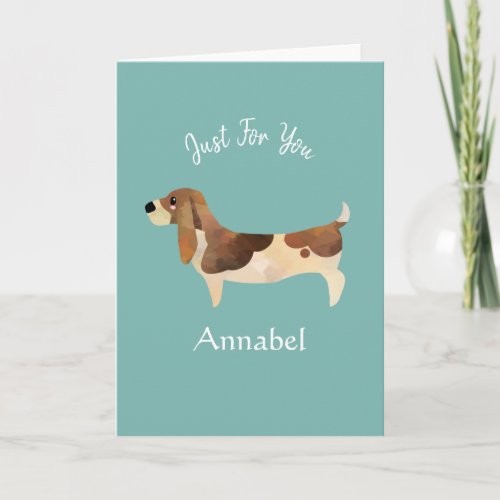 Super Cute Personalized Basset Hound Card