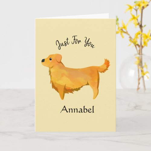 Super Cute Personalized Golden Retriever Card