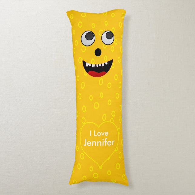 Super Cute Personalized orange Monster  snuggle Body Pillow (Front Vertical)