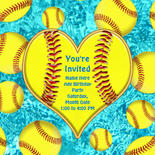 softball birthday invitations zazzle