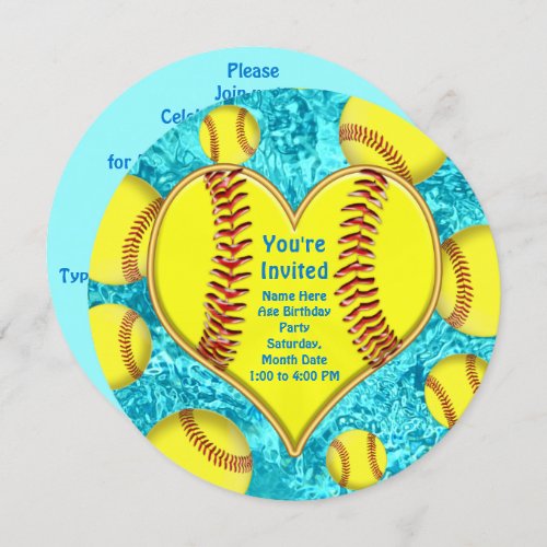 Super Cute Personalized Softball Invitations