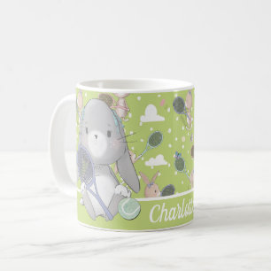 Super cute personalized tennis, green coffee mug
