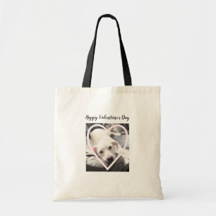Super Cute Photo of a Puppy in a Light Pink Heart Tote Bag