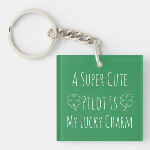 Super Cute Pilot Lucky Charm Funny Wife Green  Keychain