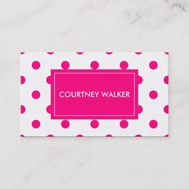 Super Cute pink polka dot business cards (Front)