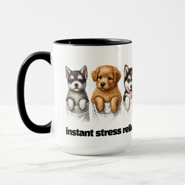 Super Cute Pockets Full of Puppies Mug (Left)
