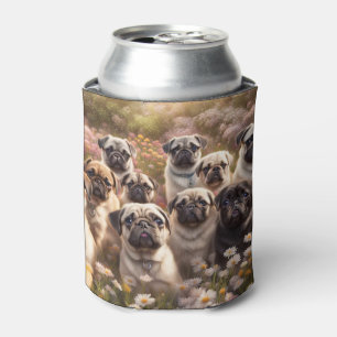 Super Cute Pug Dogs Cozy Can Cooler