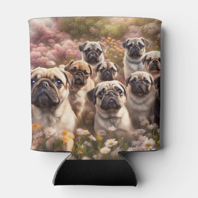 Super Cute Pug Dogs Kooize Can Cooler (Back)