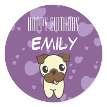 Super Cute Pug Purple Heart Design