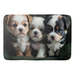 Super Cute Puppies on the Couch 2 Bath Mat