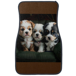 Super Cute Puppies on the Couch 2 Car Floor Mat