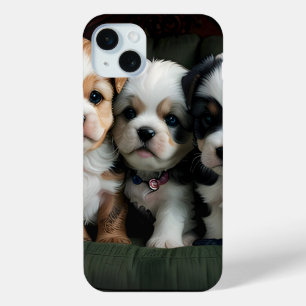 Super Cute Puppies on the Couch 2 iPhone 15 Plus Case