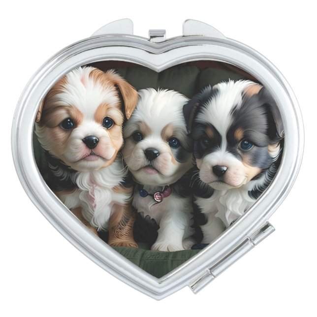 Super Cute Puppies on the Couch 2 Compact Mirror (Front)