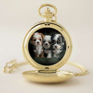 Super Cute Puppies on the Couch 2 Pocket Watch