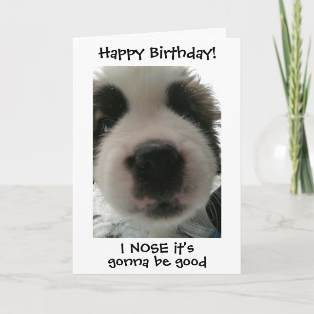 Super Cute Puppy I Nose its Your Birthday Custom Card (Front)