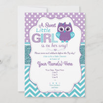 Super Cute Purple Teal Owl Invitation Baby Shower