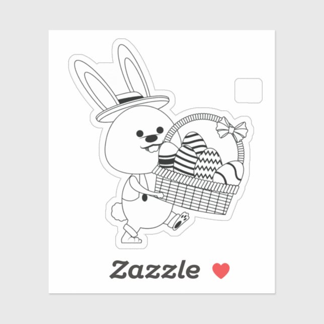 Super Cute Rabbit With Gift For Easter Day Sticker (Sheet)