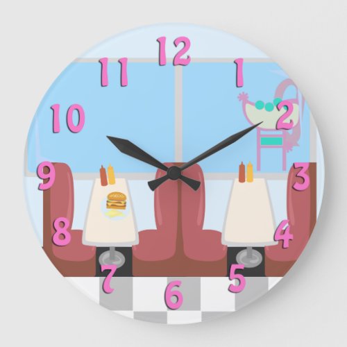 Super Cute Retro Fifties Diner Large Clock