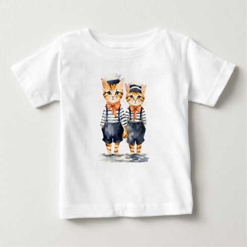 Super cute sailor cats Baby Tops  T_shirt 