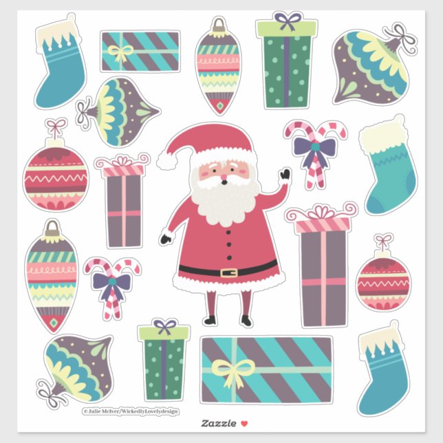 Super cute Santa mixed Christmas Set One Sticker (Sheet)