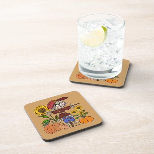 Super Cute Scarecrow Beverage Coaster