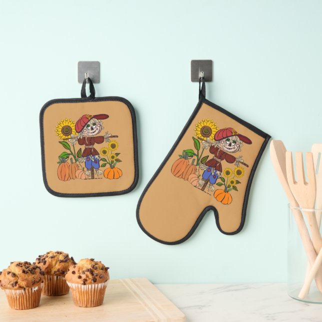 Super Cute Scarecrow Oven Mitt & Pot Holder Set (Insitu(Hanging))