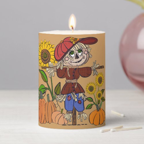 Super Cute Scarecrow Pillar Candle