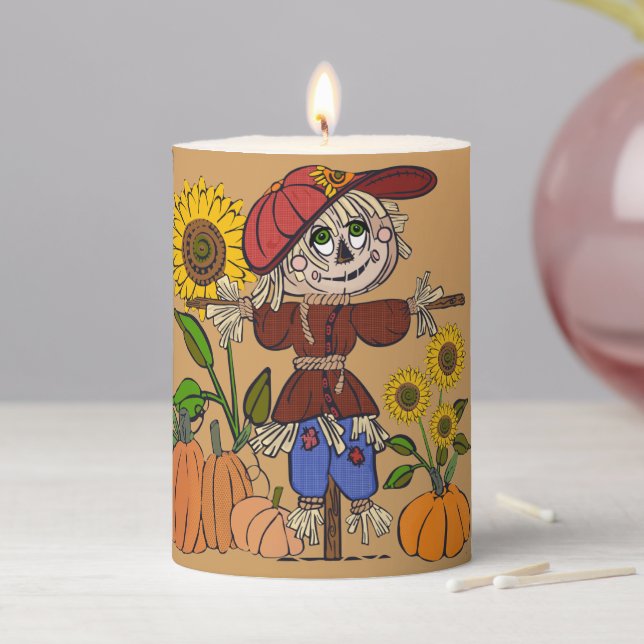 Super Cute Scarecrow Pillar Candle (In Situ)