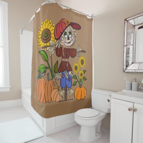 Super Cute Scarecrow Shower Curtain