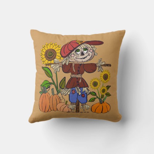 Super Cute Scarecrow Throw Pillow