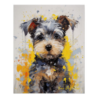 Super Cute Schnauzer Dog Puppy 001 - Xeno Lucilfer Poster