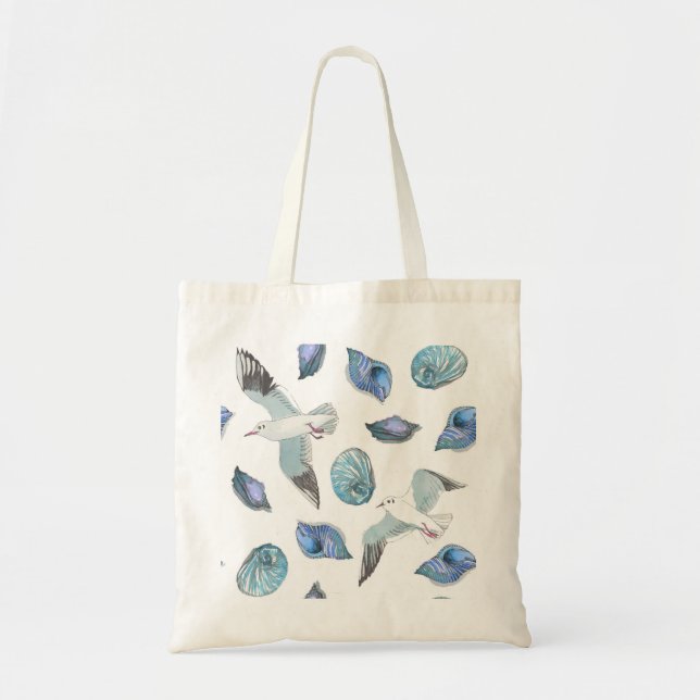 Super cute seagulls and shells tote (Front)