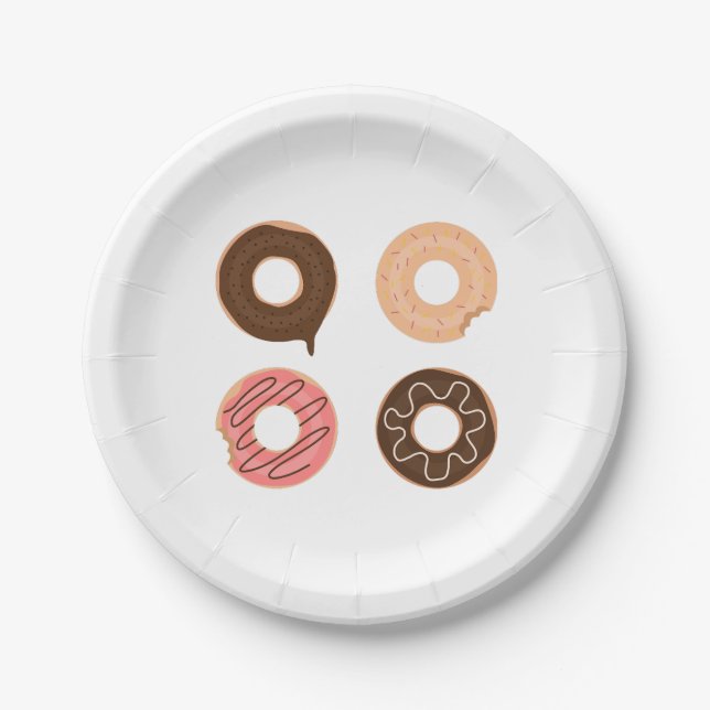 Super cute set of donuts paper party plate (Front)