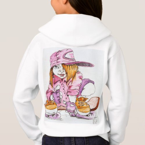 Super Cute Skateboarder Girl on Hanes Hoodie