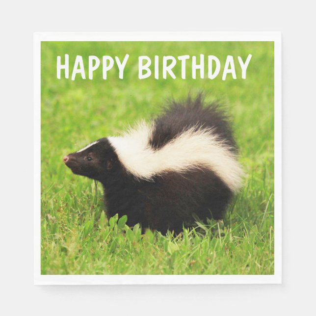 Super Cute Skunk Birthday Napkins (Front)