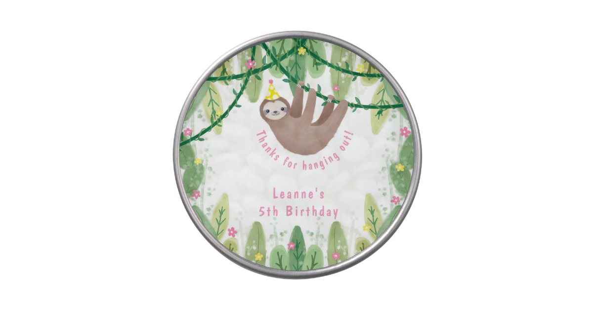 Super cute sloth birthday party favors candy tin | Zazzle.com